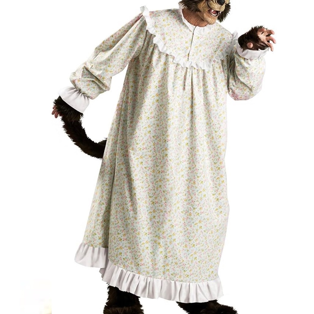 Vintage InCharacter Big Bad Wolf Granny Floral Nightgown Adult Costume Size L